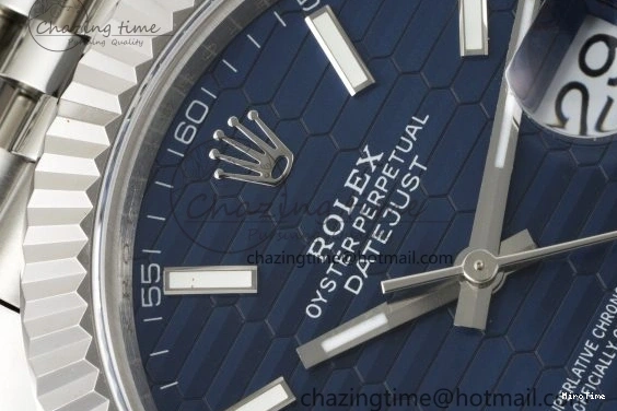 MiroTime 0415 TopPick DateJust 41 SS JDF 904L Steel Blue Textured Dial on Jubilee Bracelet VR3235 V 2235